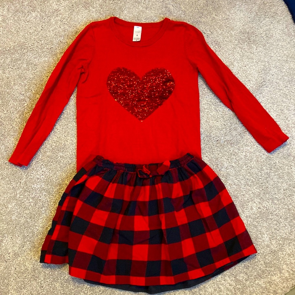 Carters size 8 skirt and sweater set